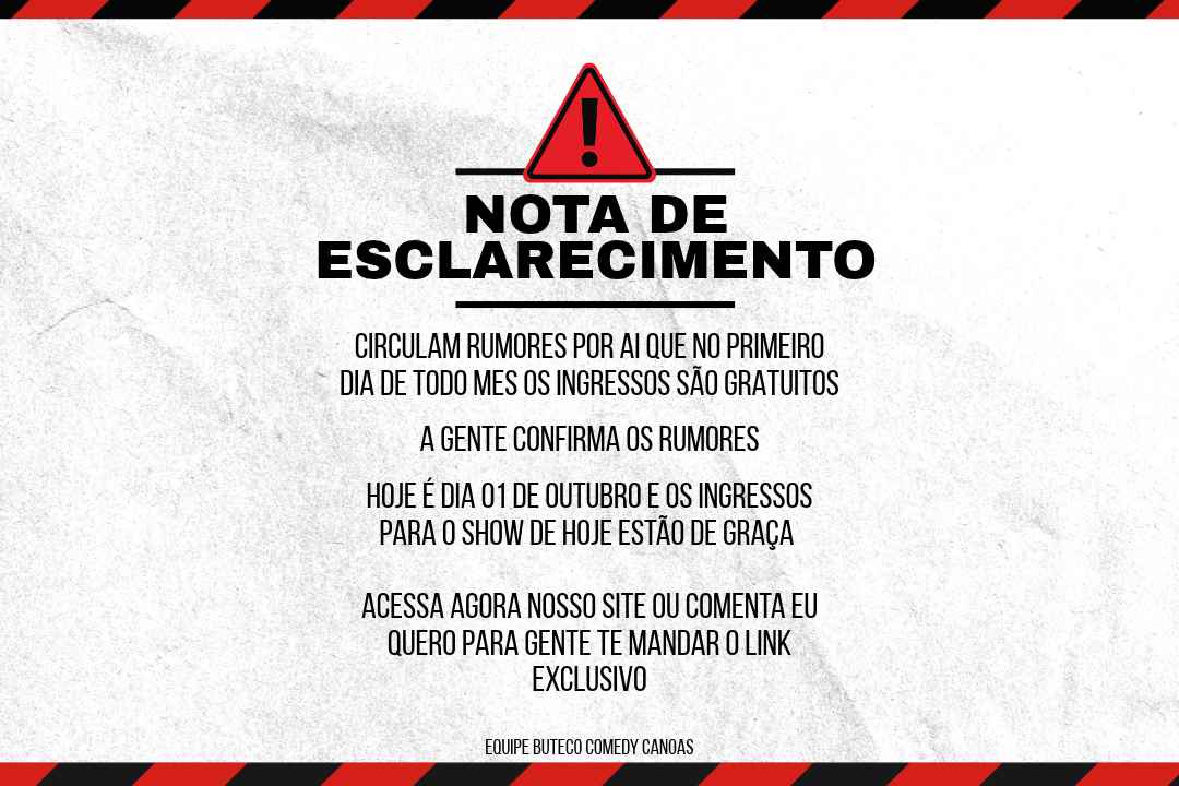 SUPER QUINTA DE COMÉDIA - NOTA DE ESCLARECIMENTO