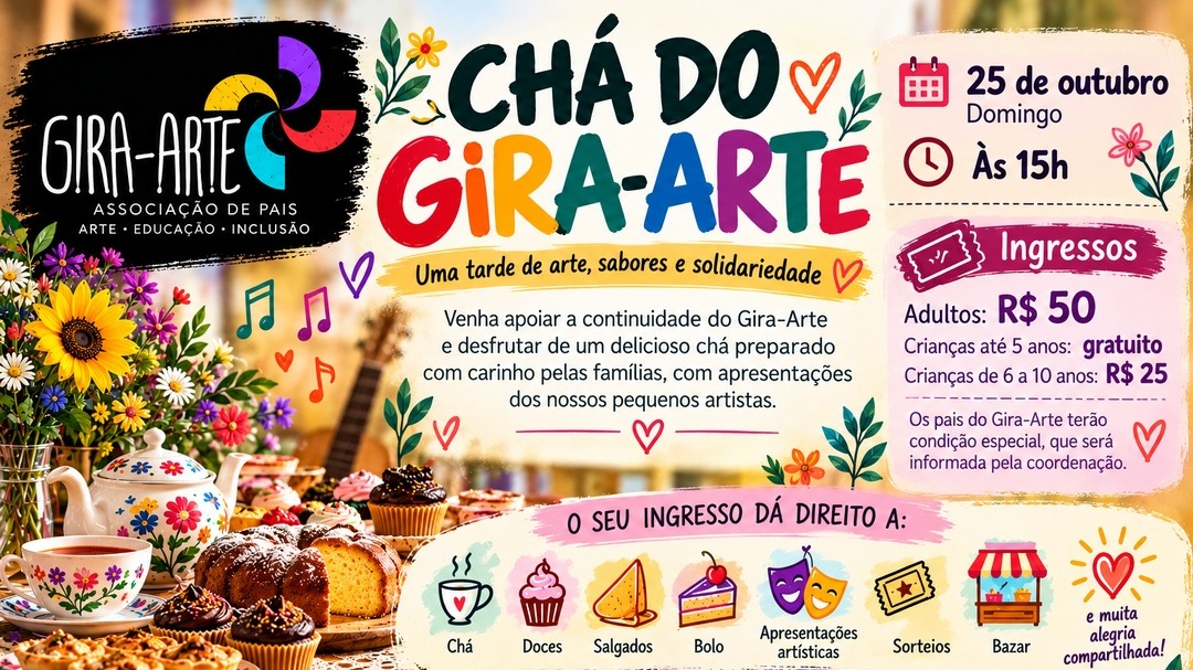 Chá Beneficente para o Projeto Gira Arte 